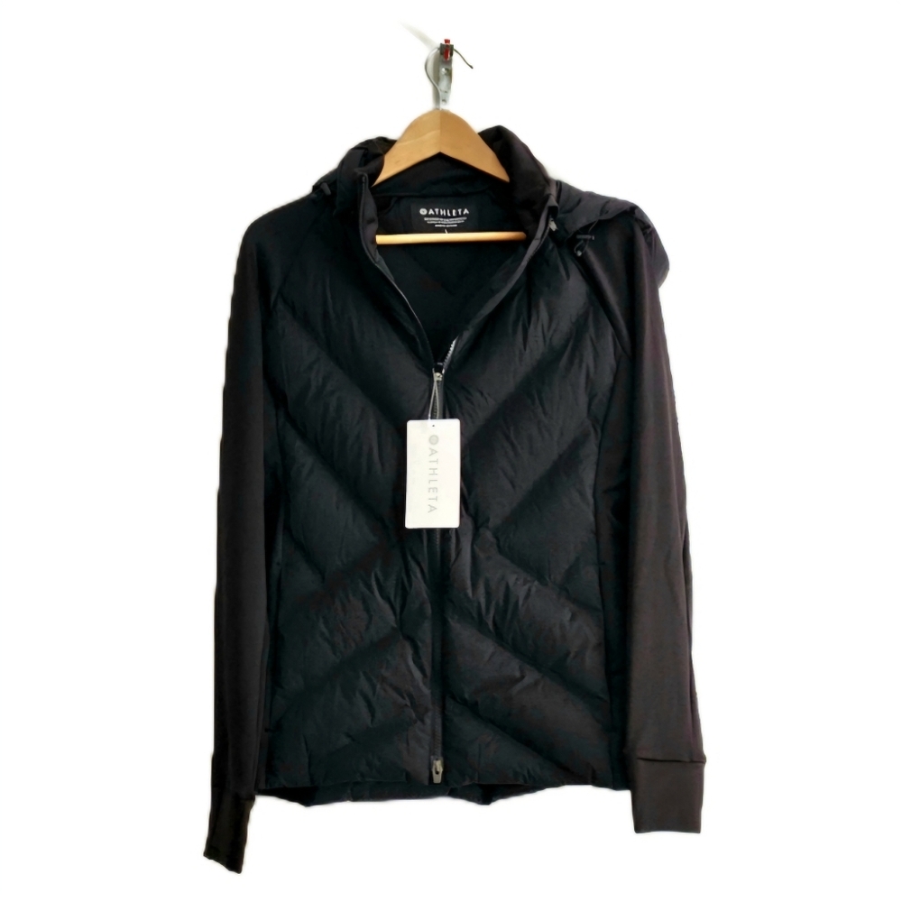 Athleta Inlet Jacket Black LARGE L Down Hooded Stretch 982731 NEW With Tags NWT
